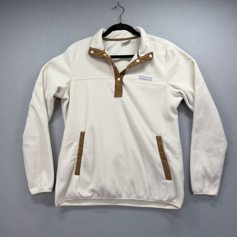 Columbia Benton Springs Jacket Men Large Beige Half Snap Fleece Pullover Sweater
